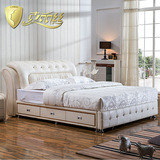 克丽丝皮艺床 真皮床 双人床1.8 米气动储物床 皮床 品牌软床婚床