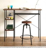 整装欧式美式乡村铁艺实木书桌电脑桌升降旋转吧椅办公桌写字台