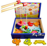 儿童钓鱼玩具磁铁鱼 池套装 法国品牌 磁性钓鱼玩具 木制儿童玩具