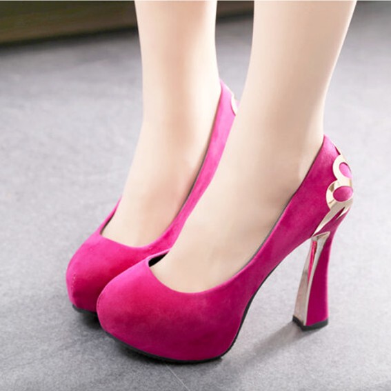 新款高跟鞋超高12cm夜店性感女单鞋欧美粗跟防水台韩国公主圆头鞋