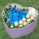 同城鲜花速递蓝玫瑰礼盒鲜花|金莎巧克力花束|生日创意鲜花礼盒装