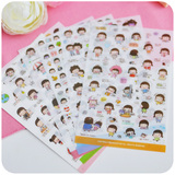 可爱卡通透明手帐贴纸粘纸 韩国儿童手账手机装饰贴画6张入