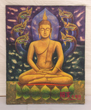 泰国进口佛主题装饰画全手绘守护神艺术画100*80东南亚风格壁画B