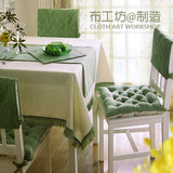 欧式清新绿色餐桌布桌旗搭巾茶几布盖巾餐垫套装 亚麻布艺定做