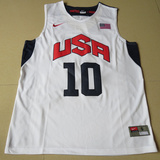 2012 伦敦奥运会 美国梦十队USA 科比10号 球衣 篮球服 刺绣版 白