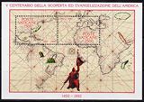 梵蒂冈1992地图邮票~哥伦布发现美洲小全张新票
