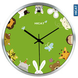 有趣动物头像时钟简约创意绿色静音挂钟花园宠物店钟表大尺寸包邮