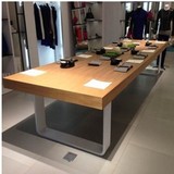 实木餐桌 美式长方形铁艺实木饭桌 书桌办公桌会议桌工作台长条桌