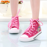 贝贝童鞋2015春季新款 儿童鞋 系带女童 高帮帆布鞋 韩版卡通单鞋