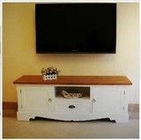 现代简约实木电视柜 田园时尚地中海视听柜1.4米 白色 比邻电视柜