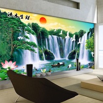 家乐美 山水中式风景风水 大型壁画 电视背景墙壁纸墙纸 流水生财