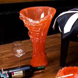 欧式手工红色水晶玻璃艺术插花花瓶 创意软装家居客厅装饰品摆件