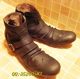 男士牛仔靴 半靴 复古靴 牛皮鞋底靴 手工缝制 做旧鞋 日式男鞋