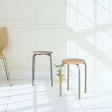 小号木纹色圆凳简易家居餐椅 休闲凳 便携木面钢构套椅 凳子包邮