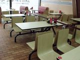 四人位肯德基快餐桌椅麦当劳饭店学校餐厅食堂快餐桌连体钢木餐桌