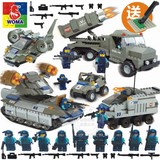 沃马积木兼容乐高大型益智拼插拼装儿童玩具军事坦克汽车陆军部队