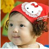 微瑕韩国进口婴儿童帽  女童全棉线针织帽子 宝宝兔子假发帽实拍