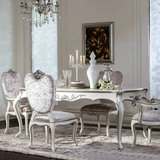 澳斯雅欧式餐桌椅白色实木雕花新古典餐桌椅组合餐厅家具一桌六椅
