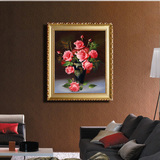 油画古典玫瑰 手绘 无框装饰画 欧式风景花卉 已装画框