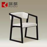 瑞都现代简约时尚实木橡木餐椅创意北欧休闲椅子真皮软包书桌椅子