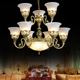 欧式青铜复古仿古铁艺大客厅吊灯简单美式8头12头餐厅卧室吸顶灯