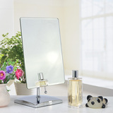 镜子化妆镜台式方形镜单面镜欧式简约金属镜高清复古美容镜梳妆镜