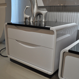几米家具 品质保证 现代时尚简约白色亮光钢琴烤漆 床头柜 二斗柜