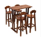 包邮特价碳化桌椅套件防腐木火烧木桌椅实木酒吧桌凳吧台高脚桌凳
