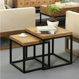 美式家具铁艺茶几复古做旧实木茶几边几北欧创意个性伸缩沙发边桌