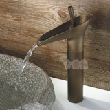 洗手间浴室欧式全铜仿复古典艺术酒杯瀑布池台上面盆冷热水龙头