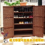 隔板可调节 超大容量藤编鞋柜 组装鞋架实木 简易草编织宜家特价