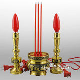 LED8寸铜电烛+4寸铜电香炉,供佛灯电烛台电子蜡烛香烛,佛前供灯