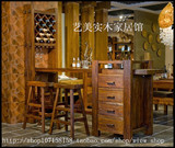 老榆木实木吧台桌客厅家用简约简易现代中式靠墙酒柜酒架隔断家具