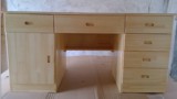 松木写字台 实木办公桌1.3米 电脑桌带抽屉 老板桌特价包邮