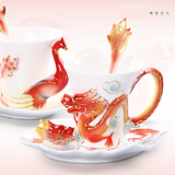 包邮陶瓷龙凤珐琅瓷杯咖啡杯子情侣礼品创意艺术茶水杯