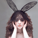 女式情趣内衣 钢圈蕾丝面纱夜店眼罩 性感诱惑成人兔耳朵面具兔女