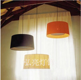 北欧花纹简约现代亚麻布艺吊灯餐厅卧室书房吧台单头圆形客厅灯具