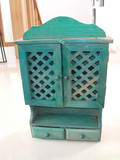 地中海风格收纳盒化妆柜壁柜美式乡村柜实木可定制做旧比邻绿色