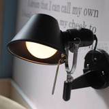 现代简约壁灯 欧式黑色铝材可调节温馨灯具 卧室床头灯壁灯带开关