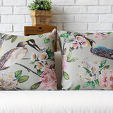 嬉戏 创意宜家花鸟可爱北欧中式抱枕 沙发办公室午睡棉麻靠垫靠枕