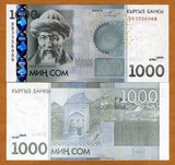 【亚洲】全新UNC 吉尔吉斯斯坦1000沙姆 送礼收藏 钱币