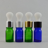 高品质5ML蓝色/绿色透明玻璃精油瓶 配滴管