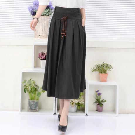 2014秋冬加厚中长款棉布半身裙女长裙a字裙大