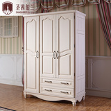 美式三门欧式全实木衣柜特价 白色卧室家具组装组合衣橱储物柜子