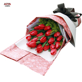 艾亚杭州直送19枝荷兰红色郁金香鲜花预定北京上海鲜花同城速递