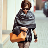 欧美N.LIFE新款正品空调房女士格子羊毛披肩围巾两用超大加厚秋冬