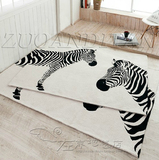 时尚欧式黑白斑马地毯客厅茶几沙发卧室床边手工腈纶满铺地毯定制