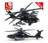 小鲁班军事系列 阿帕奇飞机直升机兼容乐高拼装积木拼插玩具男孩