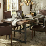 美式新款整装艺术美式乡村复古实木铁艺椅餐桌饭桌防锈做旧办公桌