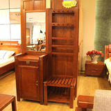 章氏木业新中式家具 全实木门厅柜玄关柜 海棠木质换衣镜柜子包邮